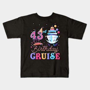 43rd Birthday Cruise Vacation Squad 2024 43 Years Old Bday Kids T-Shirt